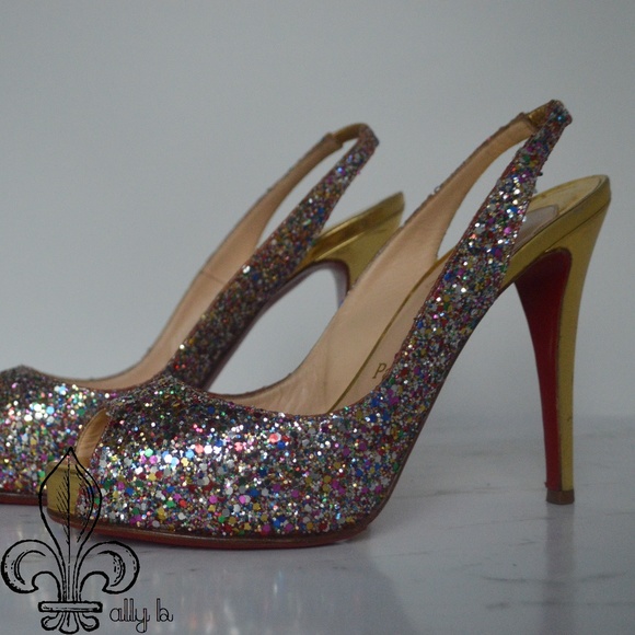 Christian Louboutin Shoes - 💯 Authentic Glitter sling back Louboutins